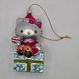 Hello Kitty Sanrio 2013 Christmas Ornament Silver Pink Candy‎ Cane Gift 4"